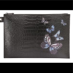 Longchamp crocodile butterfly clutch x